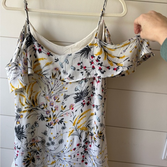Boho Floral Off Shoulder Mini Dress Lace Hem | Anthropologie Style Size Small - Picture 10 of 10